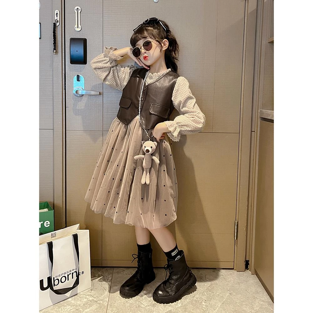 女童连衣裙儿童洋气春装公主裙中大童6-12岁女孩春秋季潮款裙子