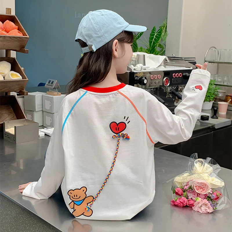 女童长袖T恤秋季2025新款儿童春秋款打底衫上衣女孩秋装圆领衣服