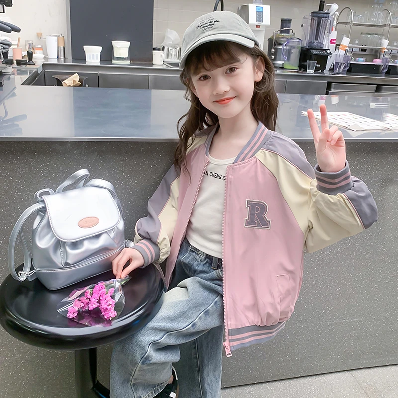 女童外套2025新款秋装儿童春秋季网红洋气时髦棒球服春秋女孩夹克