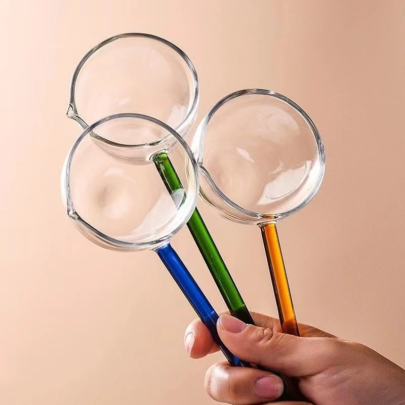 彩色长柄玻璃勺高硼耐高温创意玻璃甜品勺子