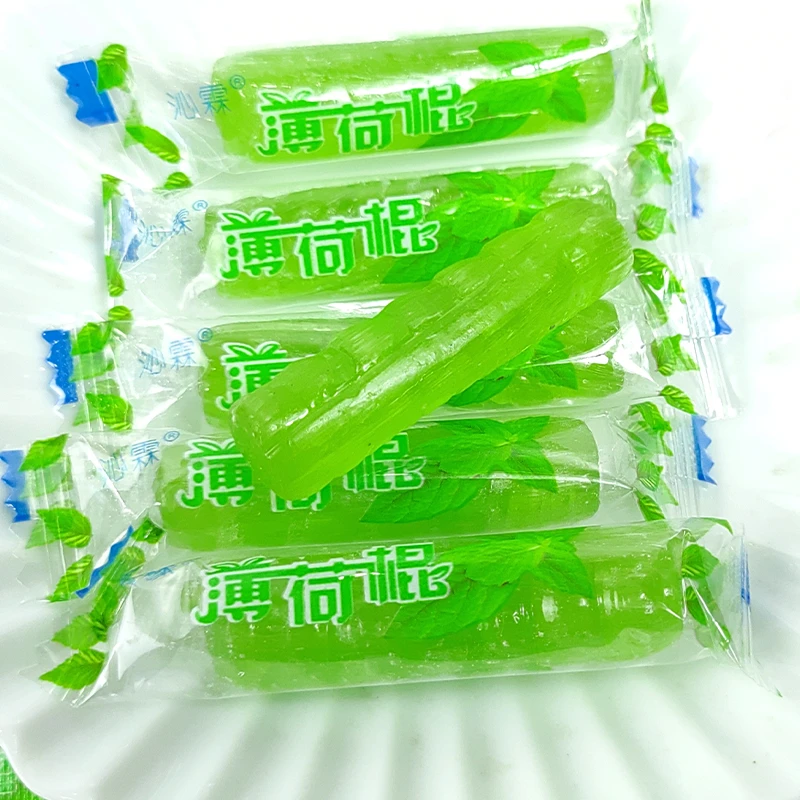 沁霖绿色薄荷棍老式清凉薄荷糖独立小包装散装儿时怀旧清凉糖果
