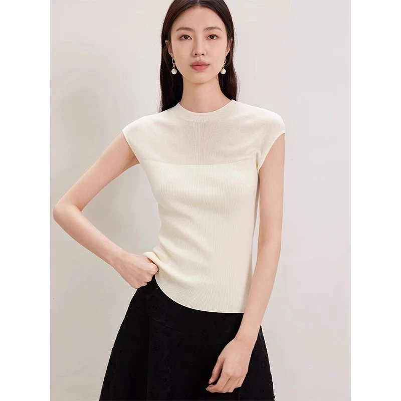 韩系轻薄透气修身显瘦短袖t恤女夏季别致独特漂亮上衣时髦针织T恤