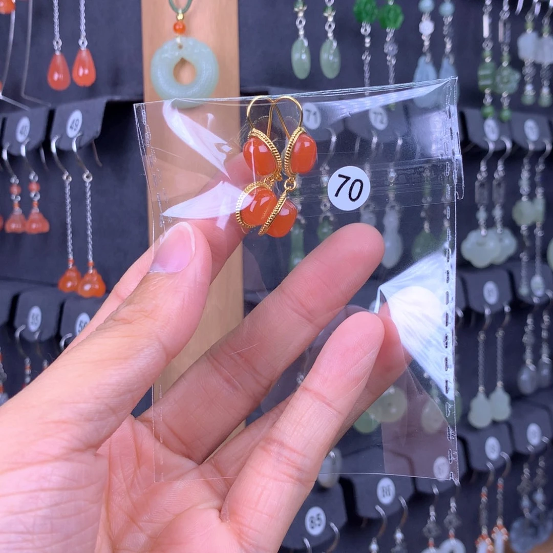 南红玛瑙耳饰银S925镶嵌用****3