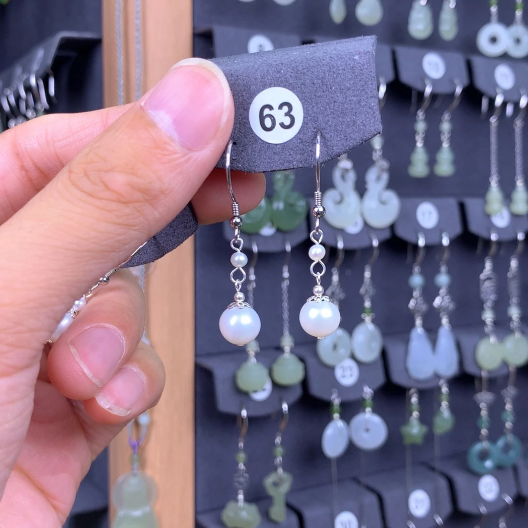 翡翠耳饰银S925镶嵌娇**果
