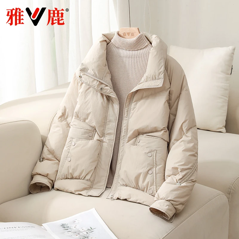 雅鹿2025新款羽绒服女休闲时尚保暖百搭休闲小个子短款女士外套潮