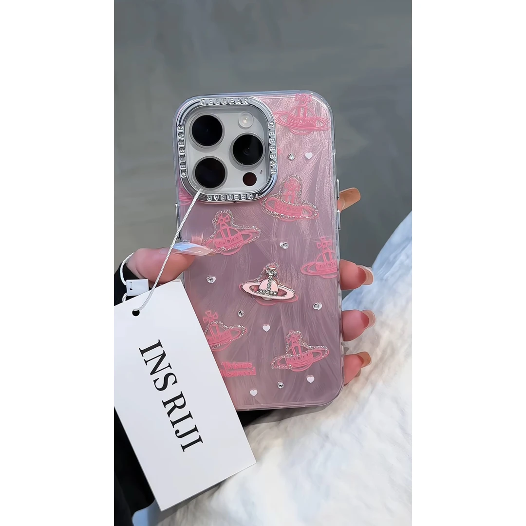 适用苹果iphone15promax少女14pro电镀13pro立体12粉色个性手机壳