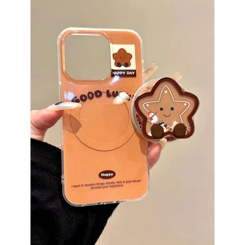 适用苹果iphone16promax星星15pro磁吸支架14摇摇乐13ins风手机壳