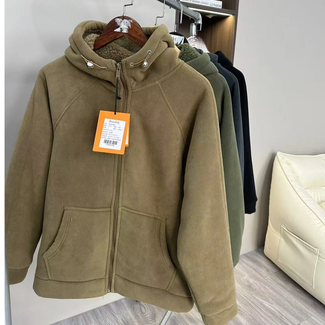 680g重磅秋冬加绒加厚摇粒绒连帽开衫外套休闲外穿外衣帽衫088