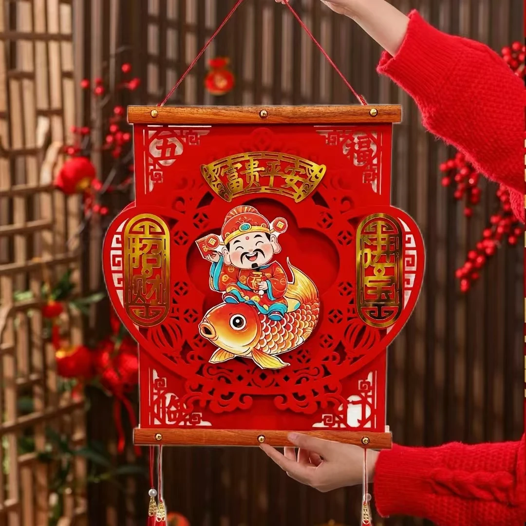 新年装饰挂件2025蛇年春节过年元旦大门室内客厅场景摇头财神A