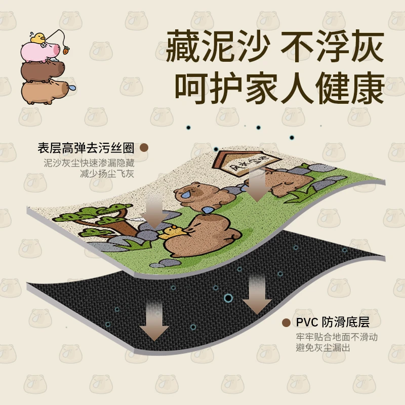 ComiComi水豚TATA入户地垫家用门外丝圈脚垫正版授权玄关进门垫子