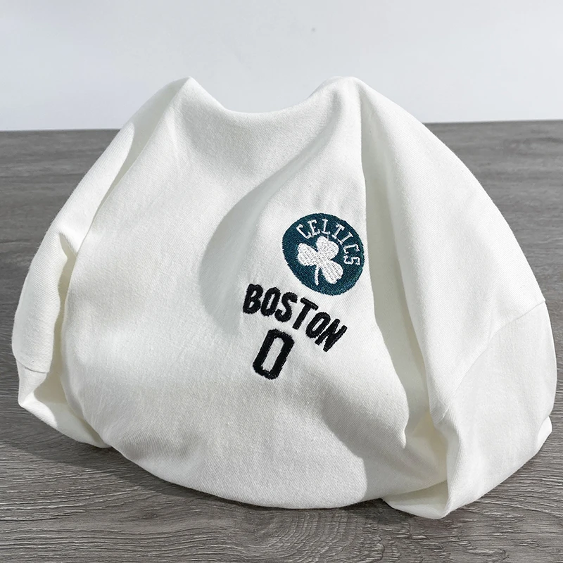 HHOP300G重磅棉凯尔特人季后赛男0号刺绣绿衫军杰森塔图姆