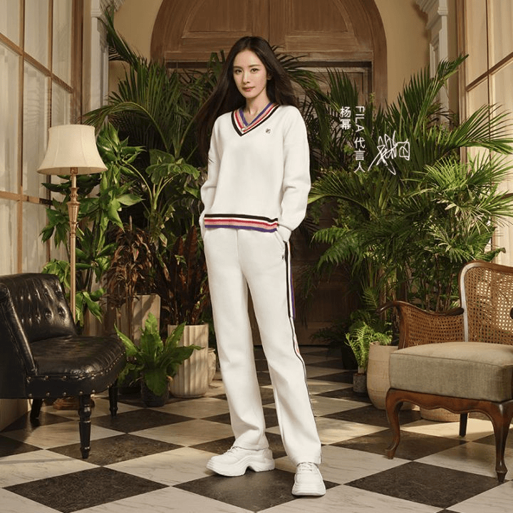 Fila/斐乐女新款直筒阔腿运动休闲裤女士针织宽松长裤F11W411602F