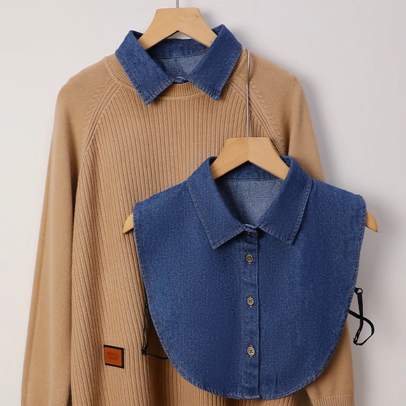 假领子女秋冬春棉百搭休闲牛仔尖领搭配卫衣毛衣减龄衬衣假领韩版