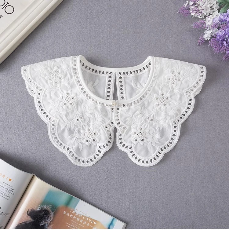 复古刺绣小披肩女坎肩黑白假领子潘彼得外搭汉服云肩装饰防走光