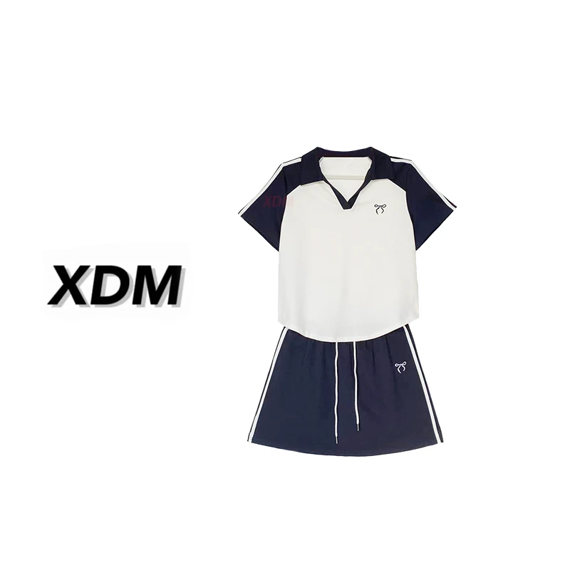 【XDM】2024大码女装新款胖mm遮肉显瘦设计感青春校园风套装2698