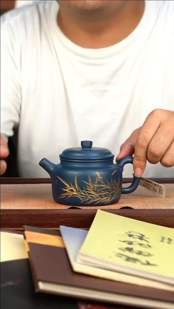 【闪购商品】紫砂茶壶绿泥德钟 描金