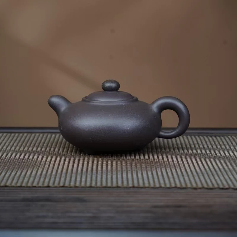 XLL天青【道韵扁玉】宜兴黄龙山原矿手工紫砂壶