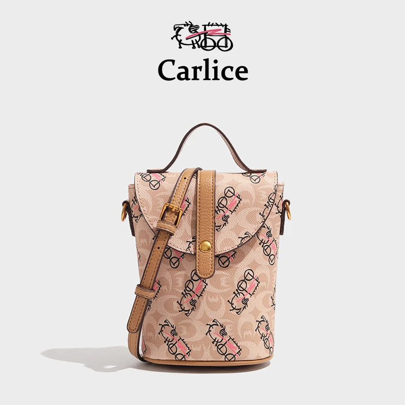 涂鸦马车carlice轻奢时尚百搭复古手机包单肩肩包桶包小众小包包