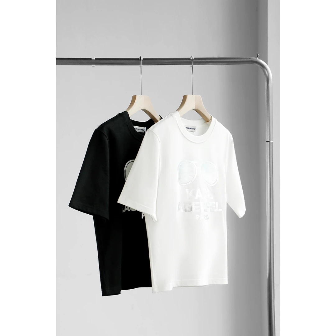 时尚银色字母墨镜圆领T恤DLLFY905