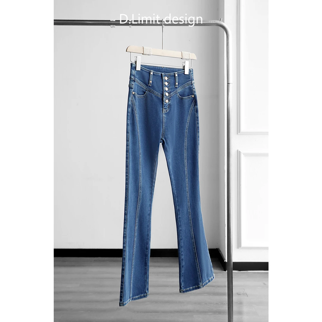 【D.Limit design】简约五粒扣中缝微喇裤（7）