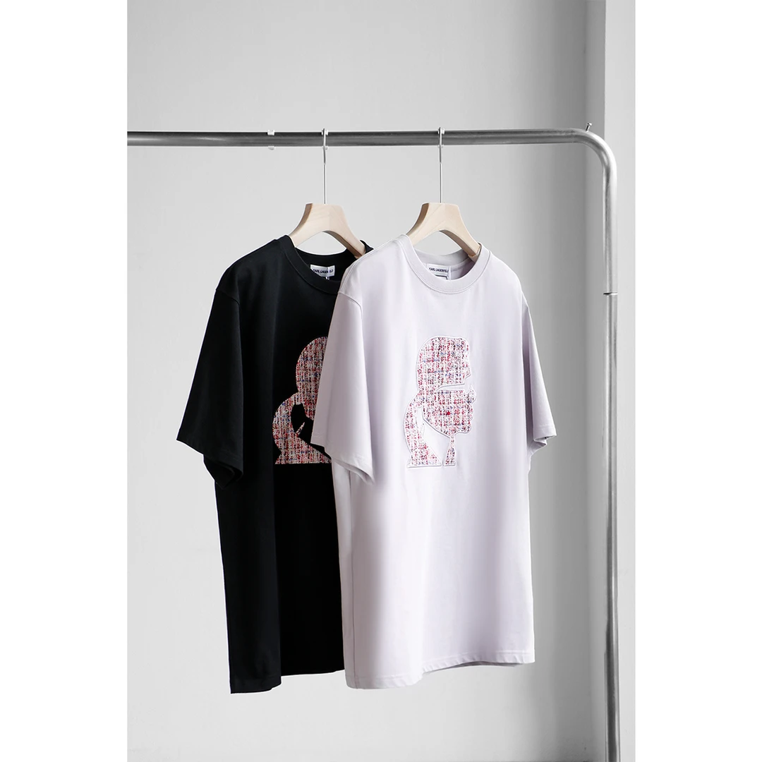 简约花纱卡通头像半袖T恤DLLFY903