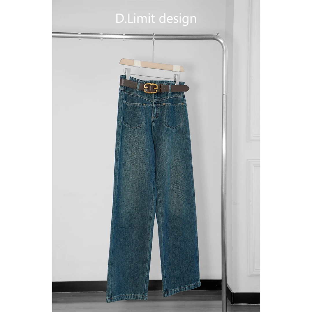 【送腰带】【D.Limit design】复古前口袋阔腿牛仔裤（7）
