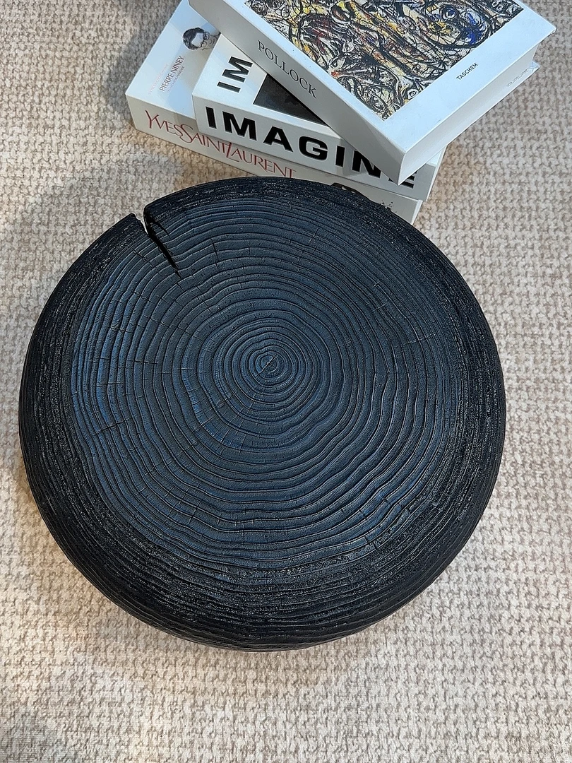 “单蒲团”圆凳榻榻米飘窗阳台地板卧室懒人坐凳边几实木侘寂碳化风