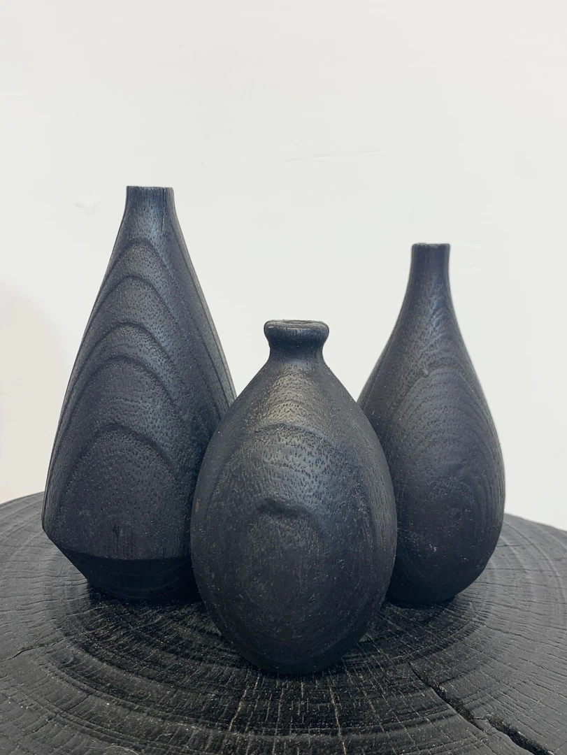 禅意复古黑色小花瓶摆件中式客厅桌面 花旗松 插干花 枯枝 装饰品