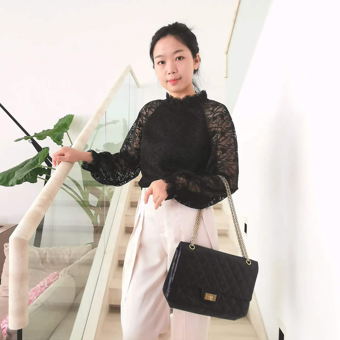 【维姐精选】BH 花苞袖睫毛蕾丝优雅上衣