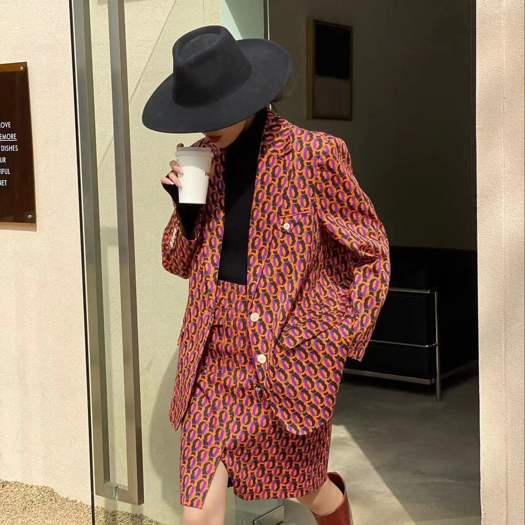 【维姐精选】CS印花廓形西装外套小香风CS1Z03Y466