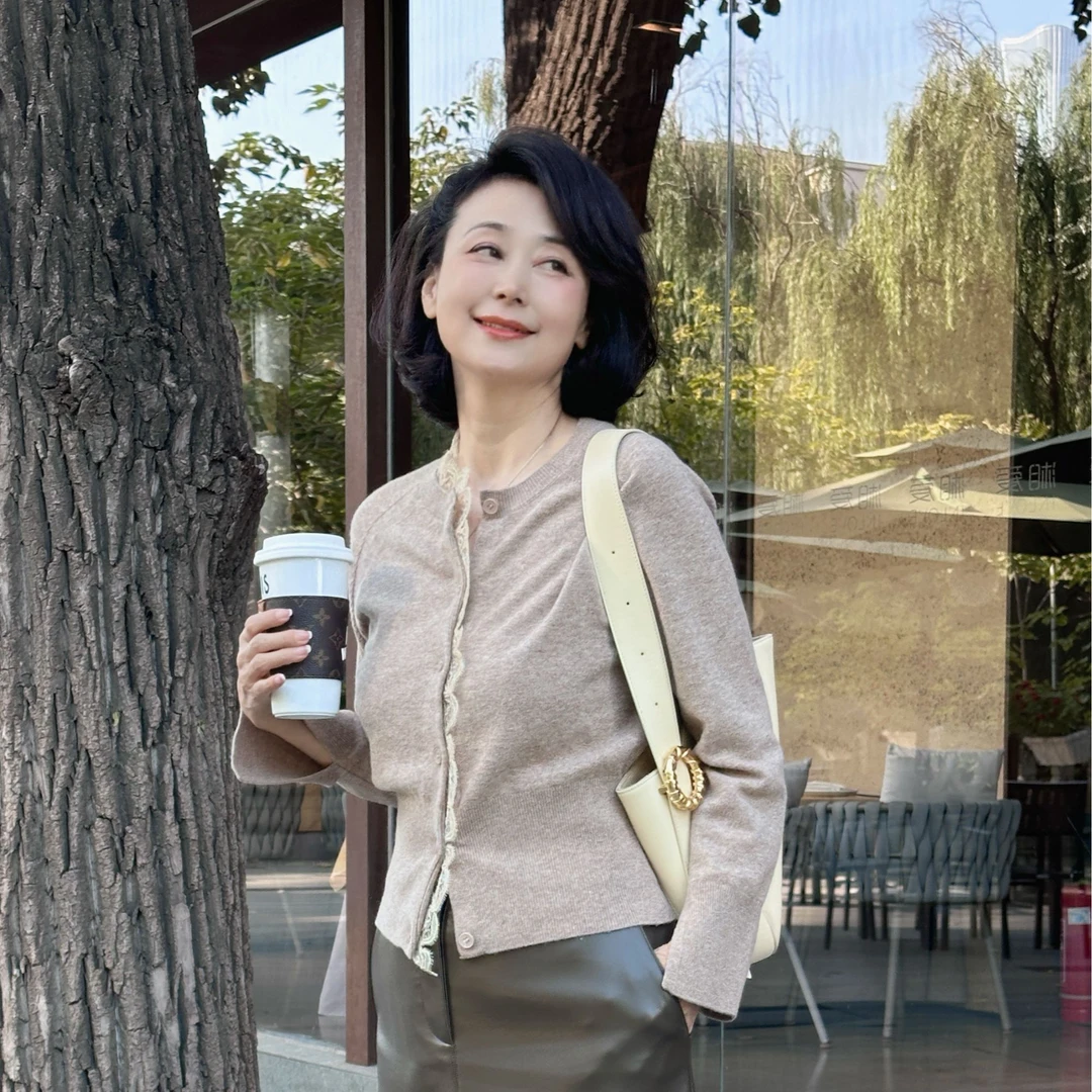 【维姐精选】LB 蕾丝花园羊毛显瘦百搭针织开衫