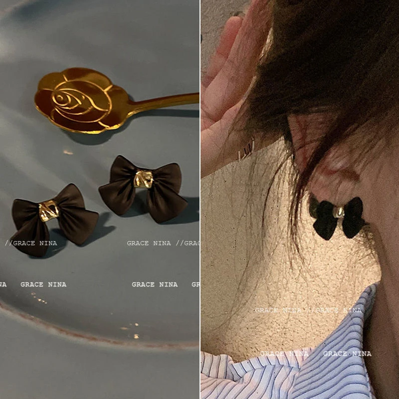 海王的宝藏~蝴蝶结元素耳钉耳环2024年新款潮耳饰女个性百搭少女