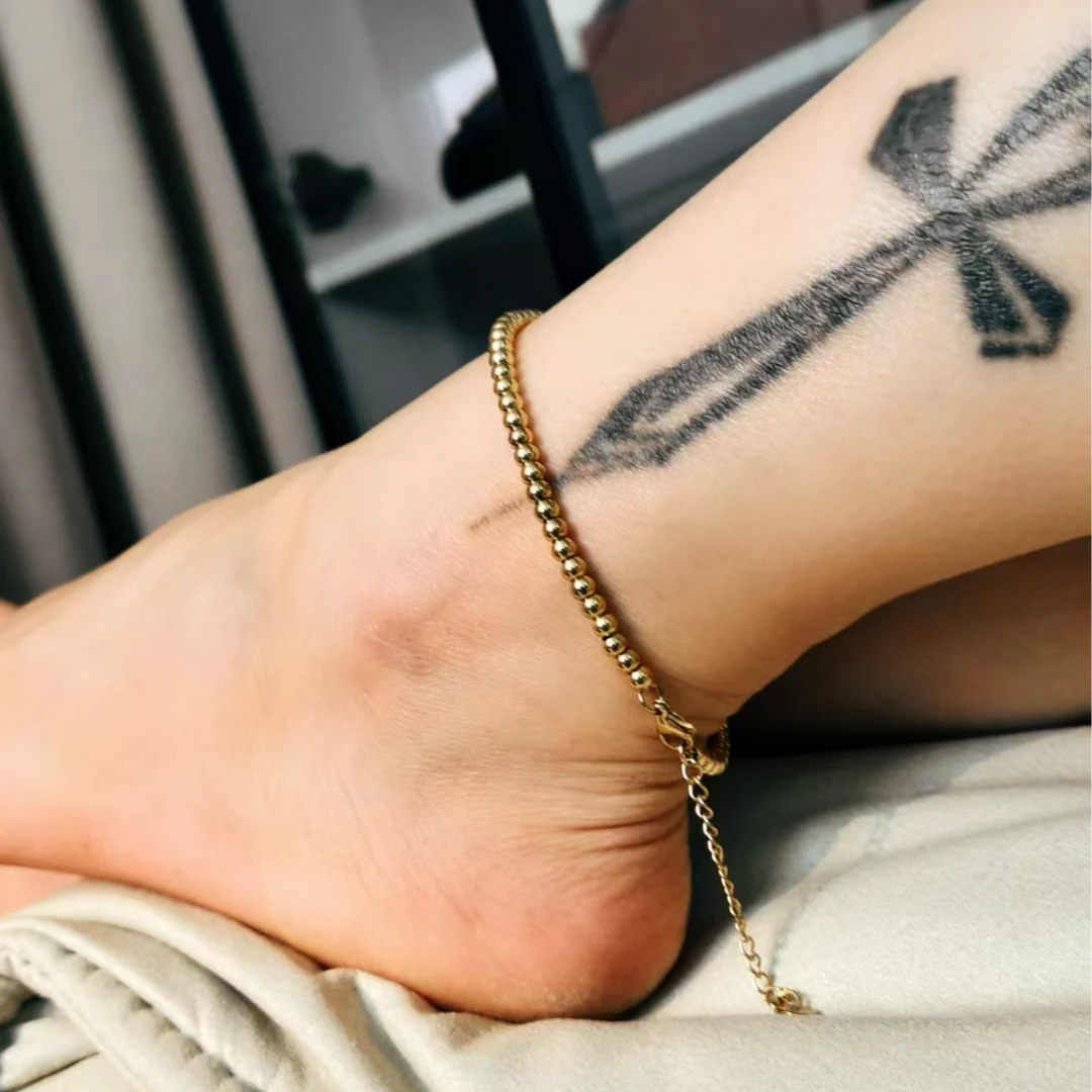 钛钢脚链 时尚个性设计款式脚链 小众设计珠串脚链