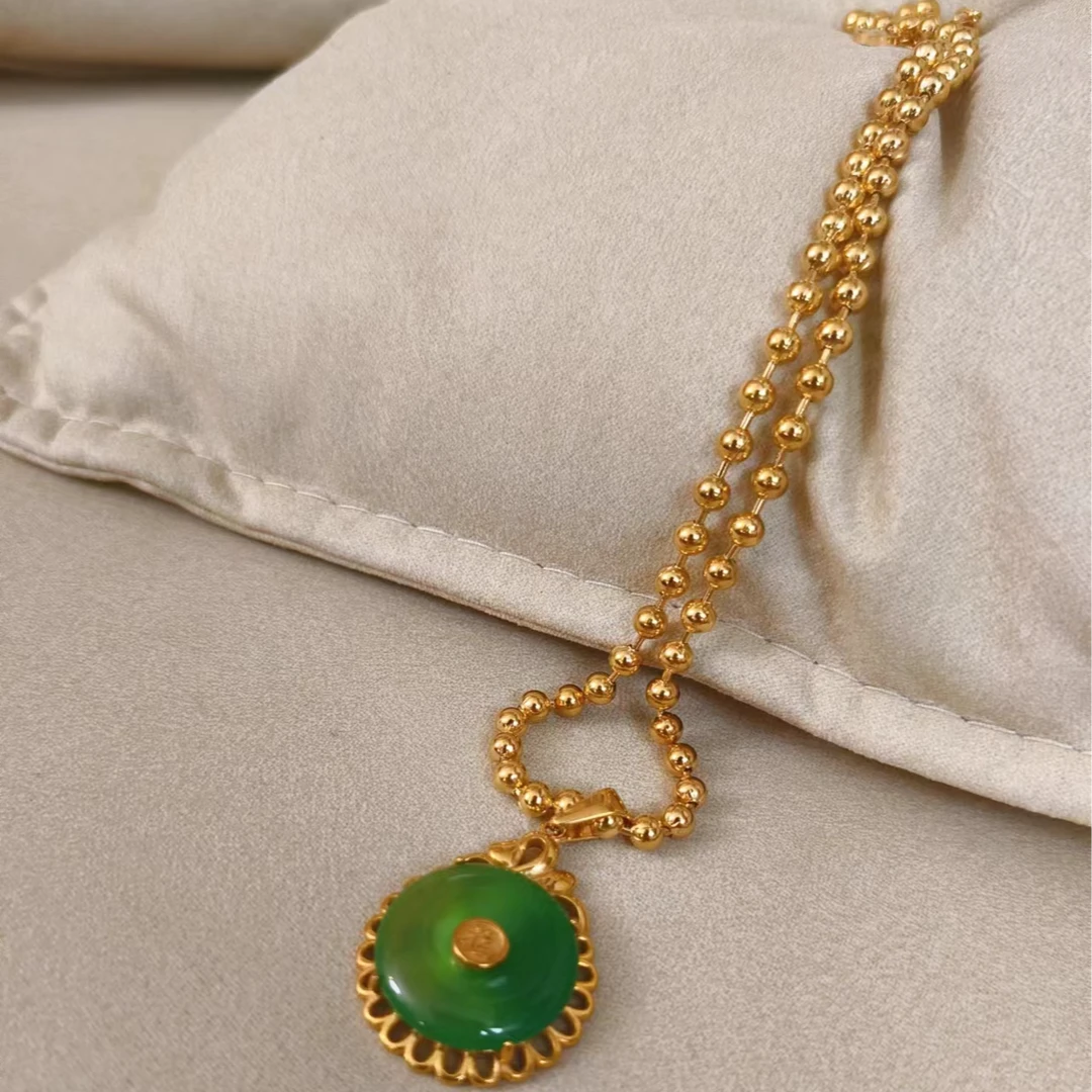 钛钢项链 阮大大的玉玉精美气质妈妈轻奢时尚百搭绿色复镶嵌