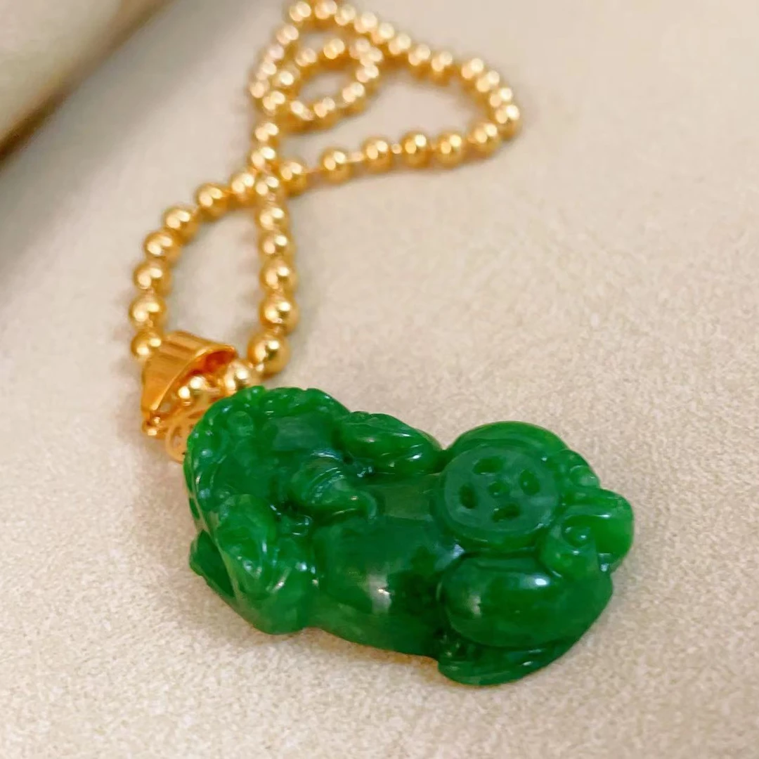 钛钢项链 钛钢项链 阮大大推荐时尚小众设计款式绿色项链圆牌款式