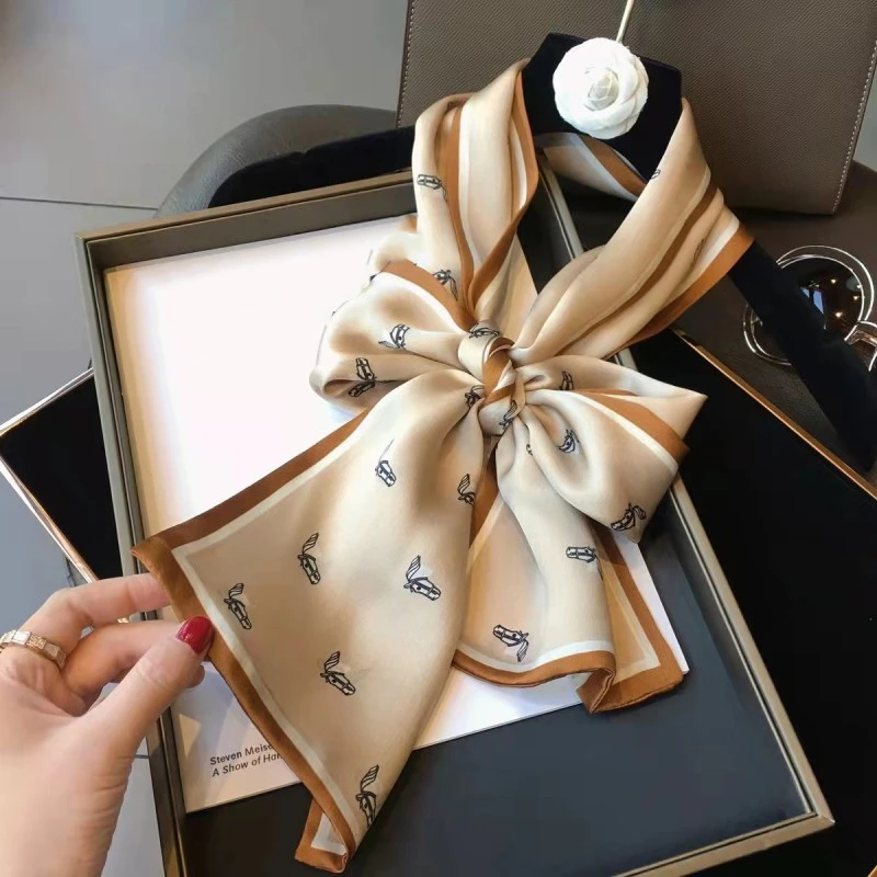 桑蚕丝香槟小马145长条飘带女士丝巾搭配真丝气质高级感时尚J031