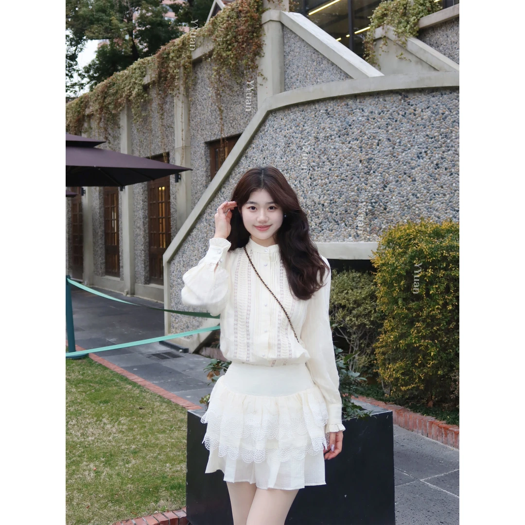 青苍6折 no退no换！圆圆媛er高端线～千金套装镂空设计感精致两件套