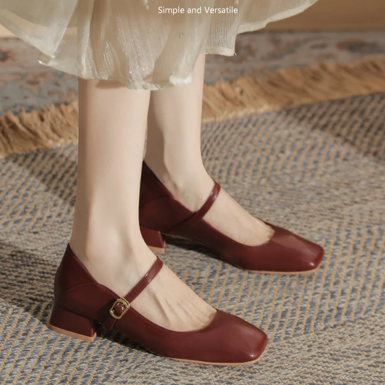 2025夏季新时尚经典款玛丽珍网红百搭粗跟方头简约潮流休闲女单鞋