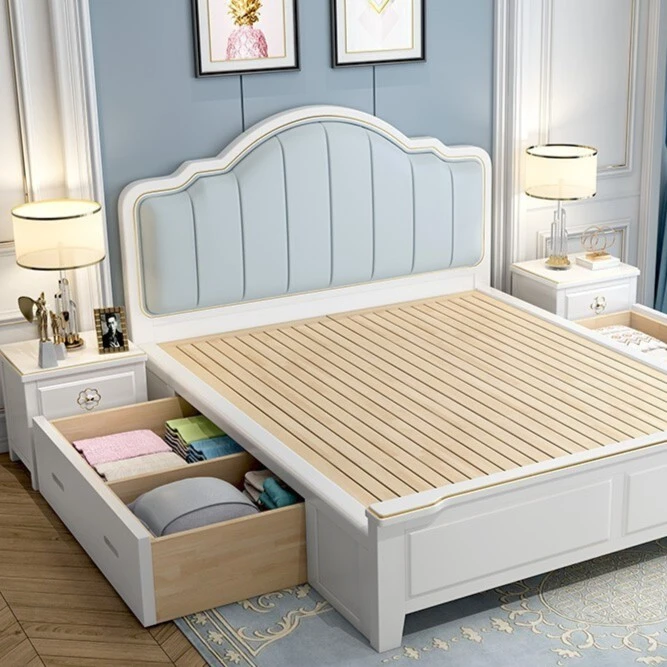 实木床现代简约1.2米单人床1.35米抽屉儿童公主床1.8米储物双人床
