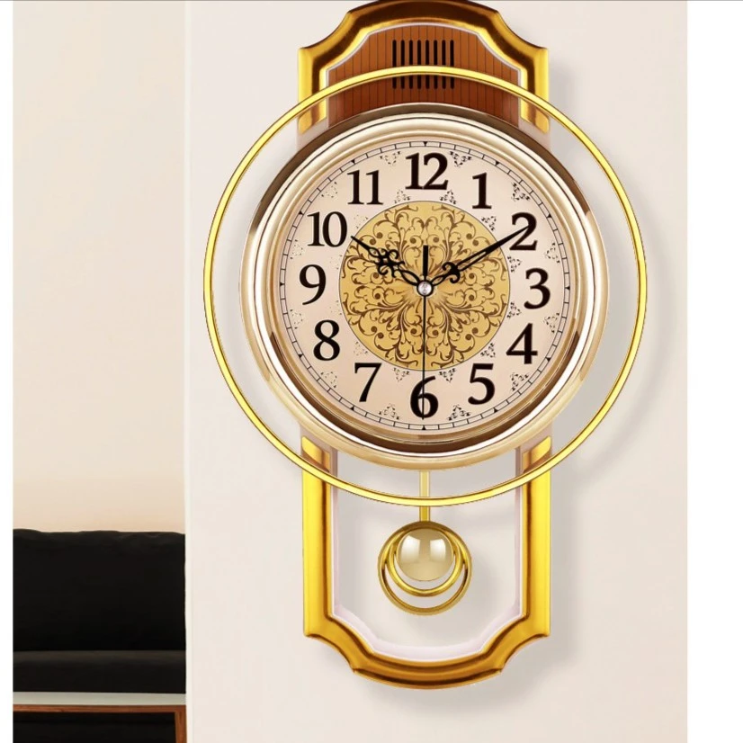 欧式复古摇摆挂钟客厅简约时尚挂表卧室静音石英钟现代钟表创意