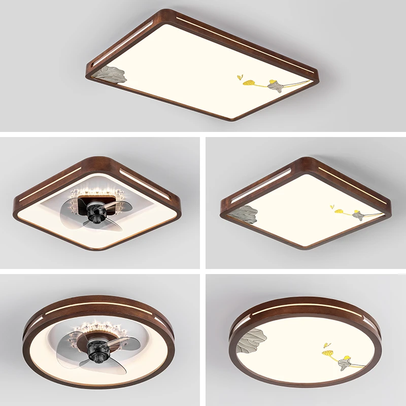 新中式实木吸顶灯现代简约卧室风扇灯大气客厅主灯房间灯书房灯具