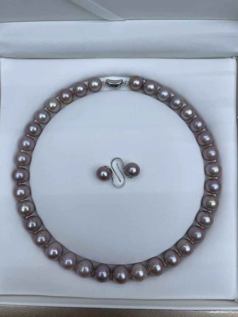 【華珍珠宝】典雅大气炫光紫10-13淡水珍珠全珠链