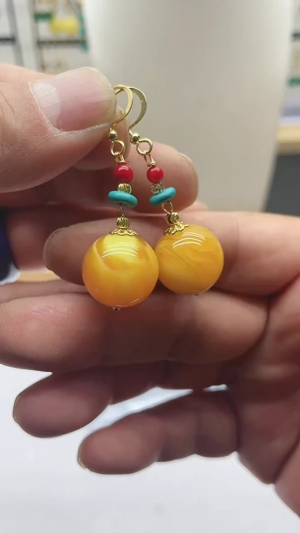 【闪购商品】蜜蜡耳饰未镶嵌A33 ER