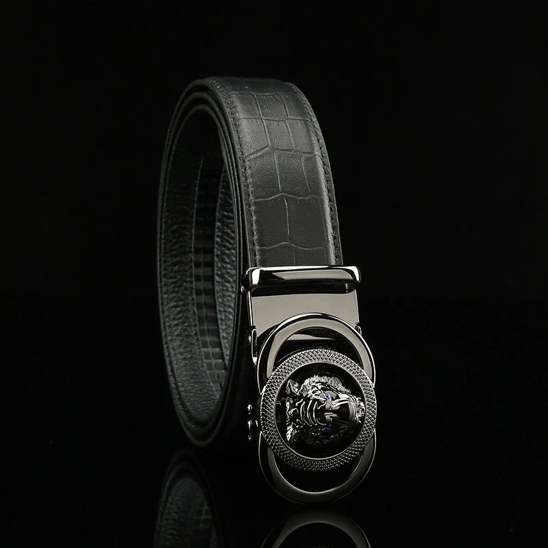 新款男士奢华鳄鱼纹真皮自动扣腰带高档时尚商务休闲牛皮