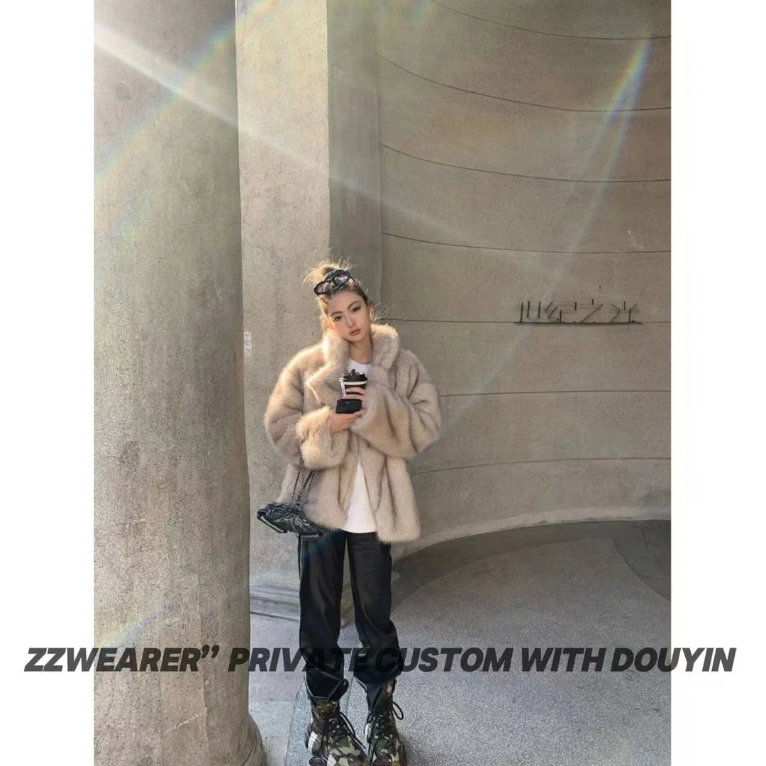 Zzwearer”【雪山飞狐】229200秋冬新款环保毛外套大翻领气质网红女