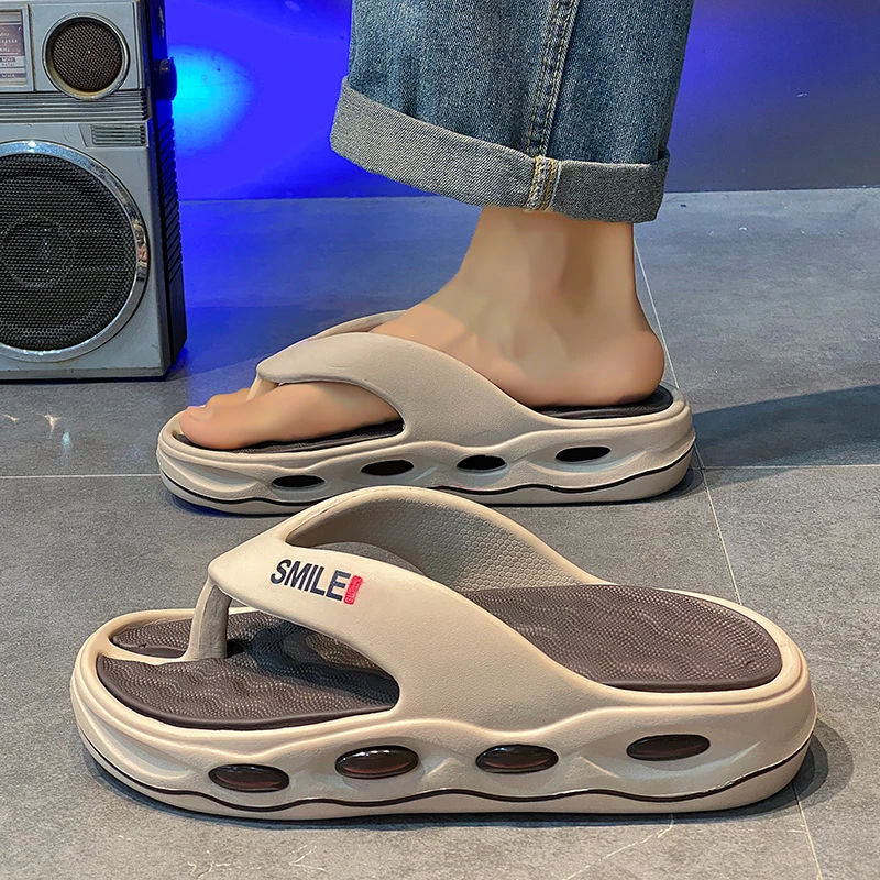 厚底人字拖男夏季外穿防臭踩屎感增高夹脚拖鞋男士网红沙滩凉拖鞋