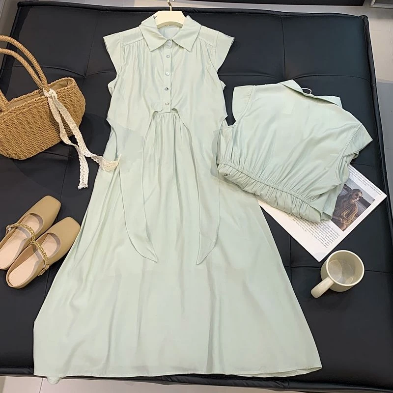 J26纯色通勤衬衫裙女简约高级感连衣裙2024夏季新款小众别致长裙