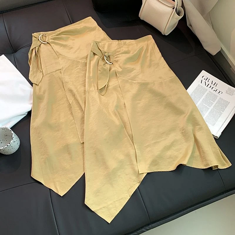 F27不规则设计感半身裙2024夏季新款高腰显瘦文艺风高级感包臀裙