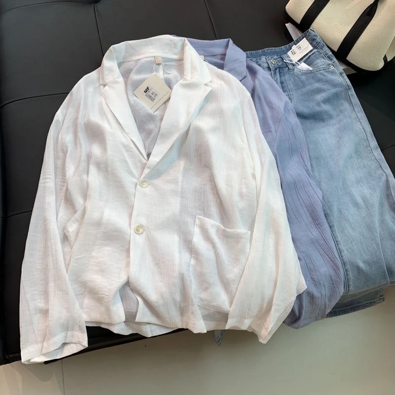 J46防晒衬衫女夏季薄款2024新款宽松显瘦慵懒舒适高级感长袖上衣