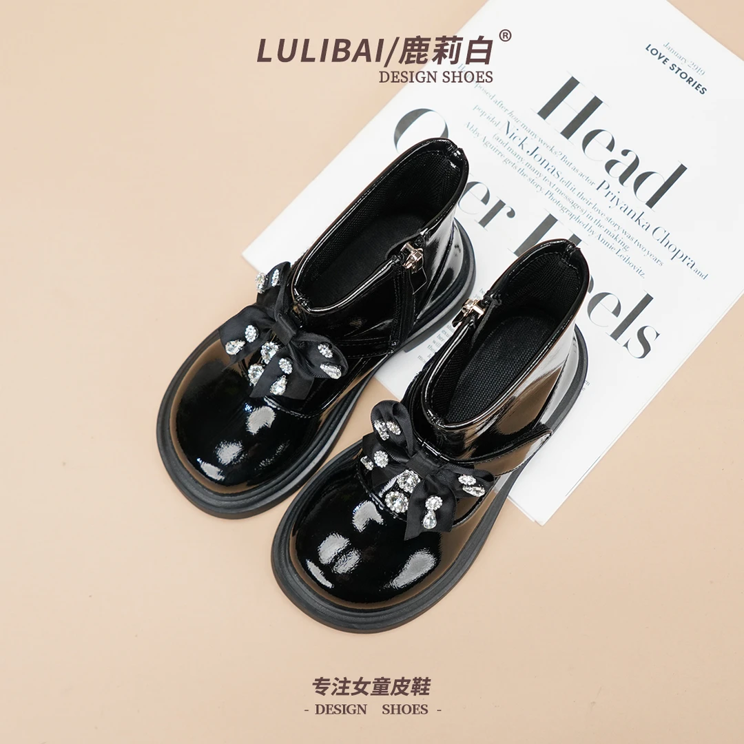 女童公主鞋儿童皮靴皮鞋秋冬新款加绒靴软底舒适学生鞋小女孩T281